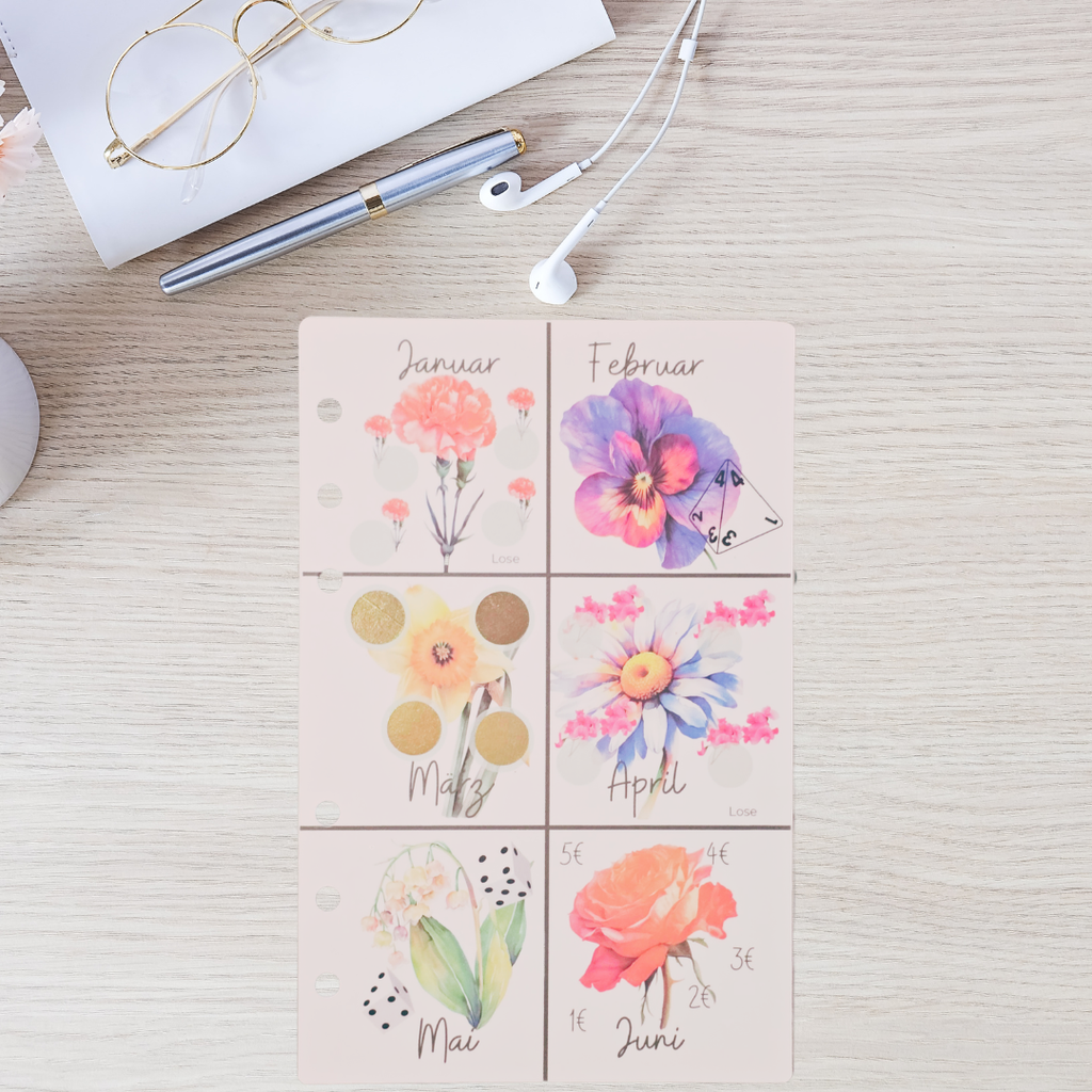 Geburtsblumen Mini-Jahreschallenge zum Einheften
