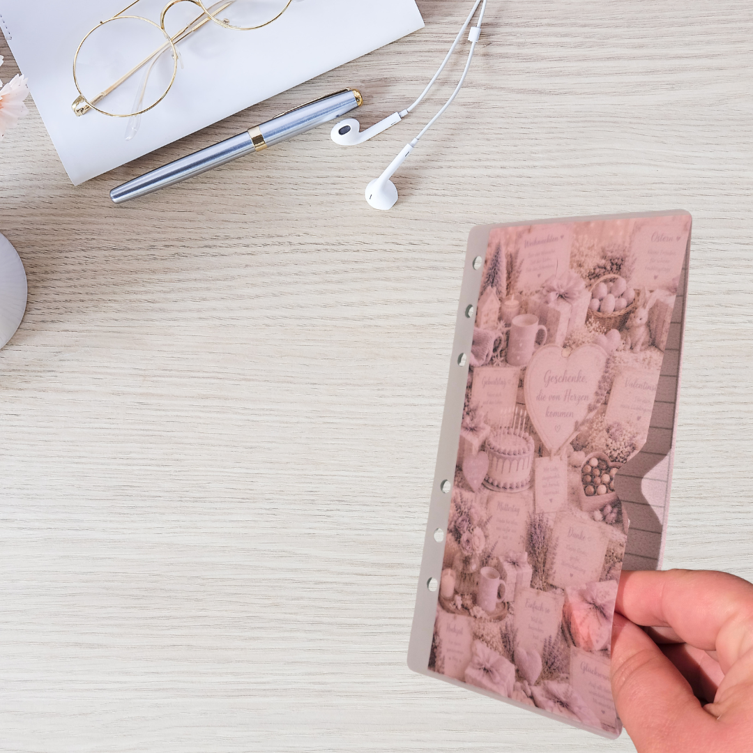 11 verschiedene 4er Register mit 4 Umschlägen im Collagen-Design A6