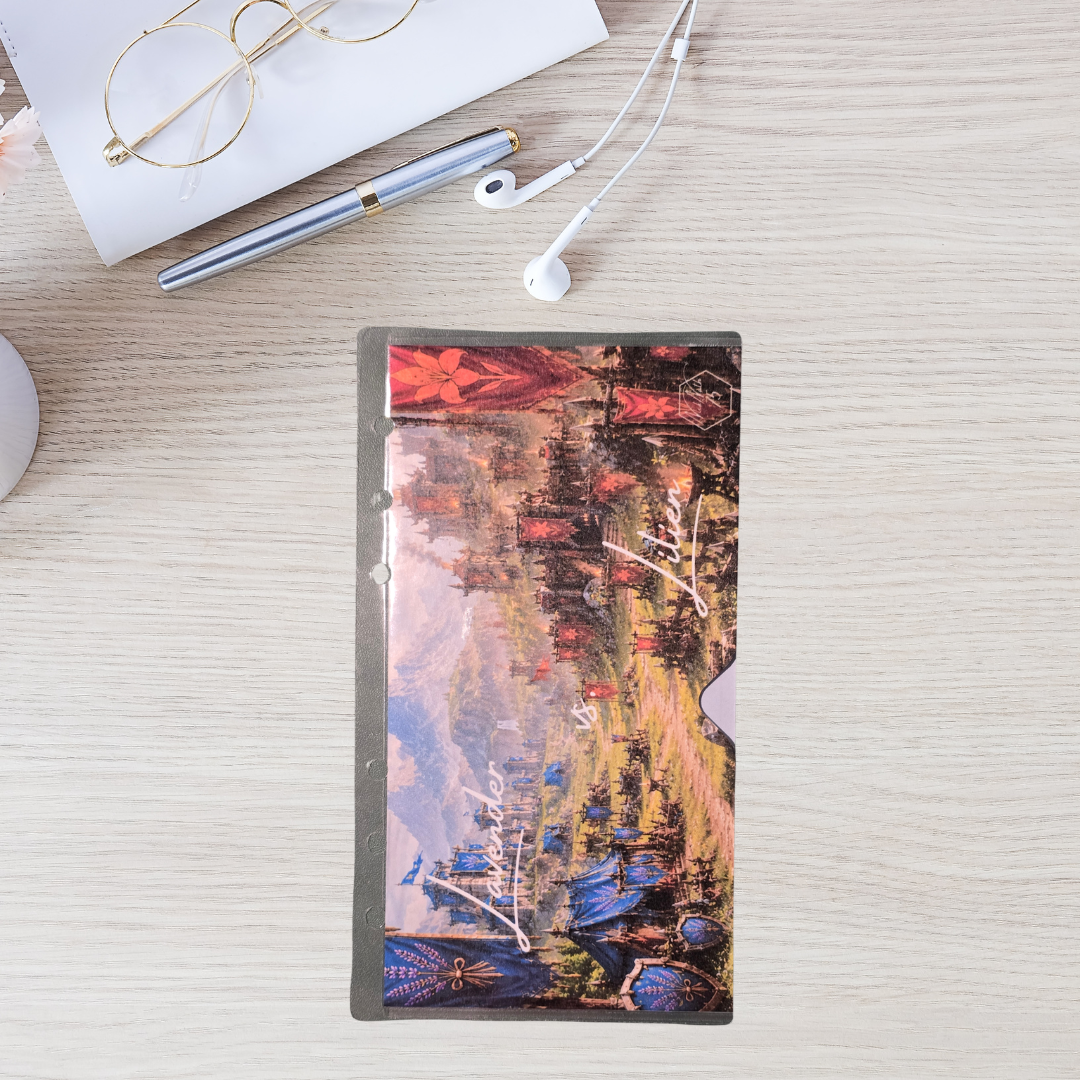 Lavender vs. Lilien Sparspiel für A6 Binder